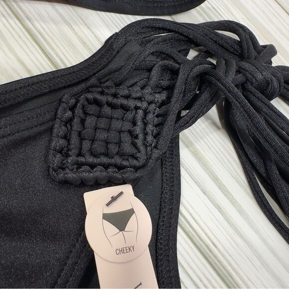 NWT‎ VS BOMBSHELL PUSH UP TOP 36B FRINGE CHEEKY BIKINI BOTTOM SMALL SWIMSUIT SET - Picture 2 of 9